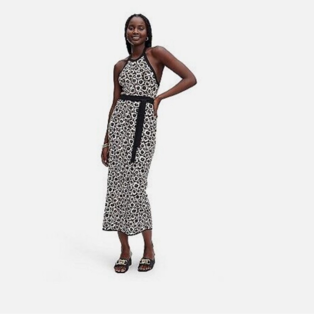 Chic Black and White Halter Dress